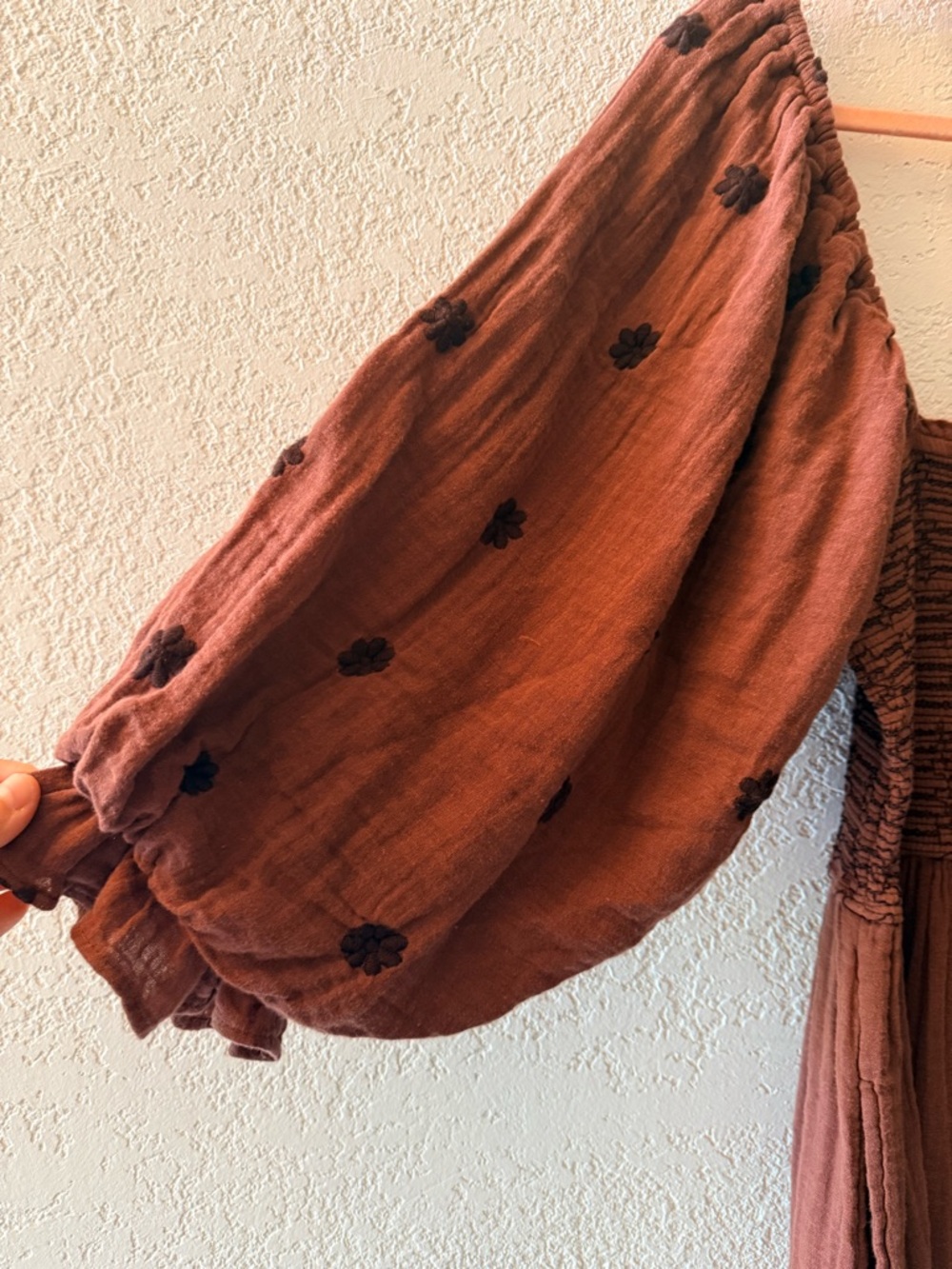 FREE PEOPLE Dahlia Floral Embroidered Brown Boho Maxi Dress Women’s Size Large - Picture 5 of 10